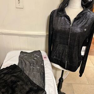 NWT Juicy By Juicy Couture 2 Pc Metallic Shimmer Silver Tracksuit-XLarge